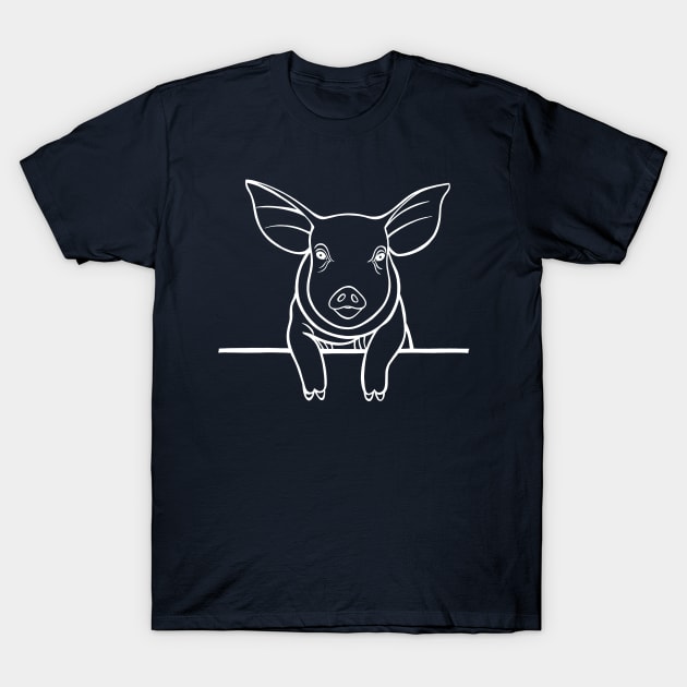 Cute Pig drawing with big ears - farm animal design T-Shirt by Green Paladin